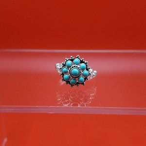 Size 8 925 Sterling Silver Cute Fancy Blue Stone Ring